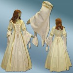 Mittelalter-Hochzeitskleid mit Cremebrokat