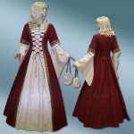 Mittelalter-Hochzeitskleid mit Cremebrokat
